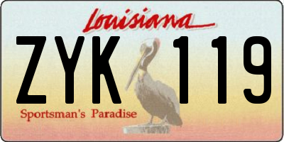 LA license plate ZYK119