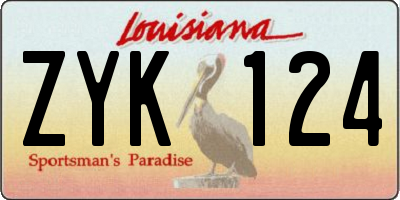 LA license plate ZYK124
