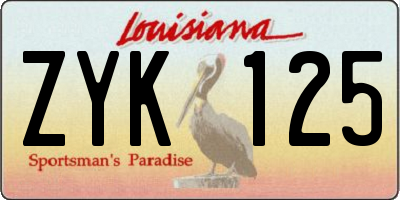 LA license plate ZYK125