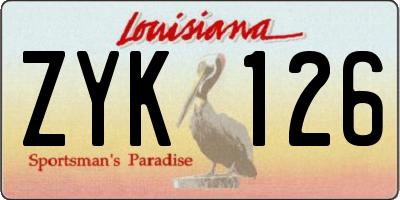 LA license plate ZYK126