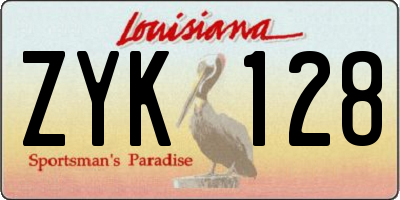 LA license plate ZYK128