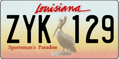 LA license plate ZYK129