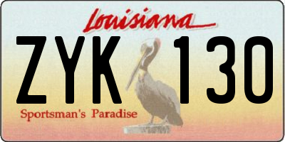 LA license plate ZYK130