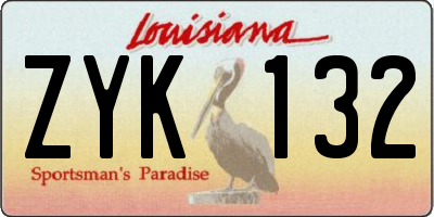 LA license plate ZYK132