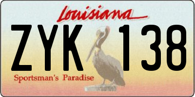 LA license plate ZYK138