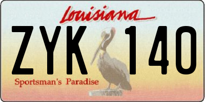 LA license plate ZYK140