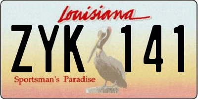 LA license plate ZYK141