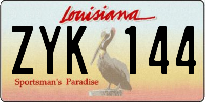 LA license plate ZYK144