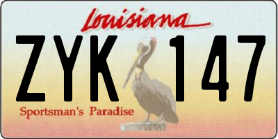 LA license plate ZYK147