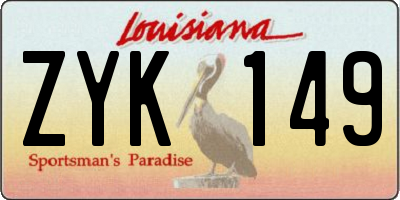 LA license plate ZYK149