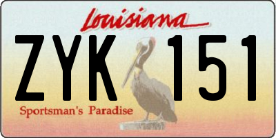 LA license plate ZYK151