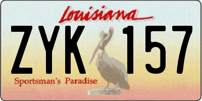 LA license plate ZYK157