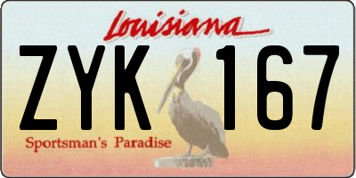 LA license plate ZYK167