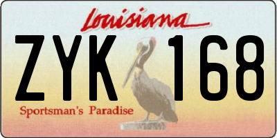 LA license plate ZYK168