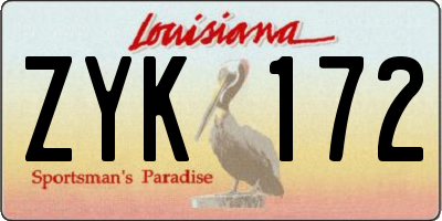 LA license plate ZYK172