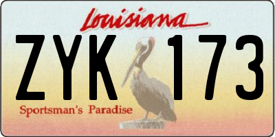 LA license plate ZYK173