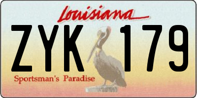 LA license plate ZYK179