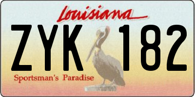LA license plate ZYK182