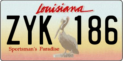 LA license plate ZYK186