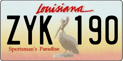 LA license plate ZYK190