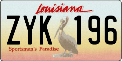 LA license plate ZYK196