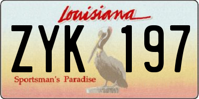 LA license plate ZYK197