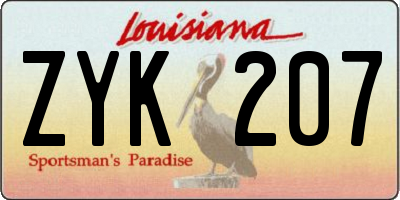 LA license plate ZYK207