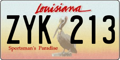 LA license plate ZYK213