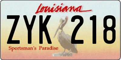 LA license plate ZYK218