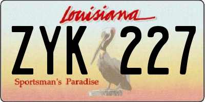 LA license plate ZYK227