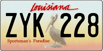 LA license plate ZYK228