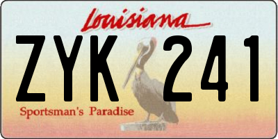 LA license plate ZYK241