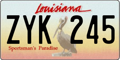 LA license plate ZYK245