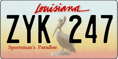 LA license plate ZYK247