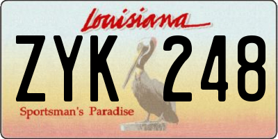 LA license plate ZYK248