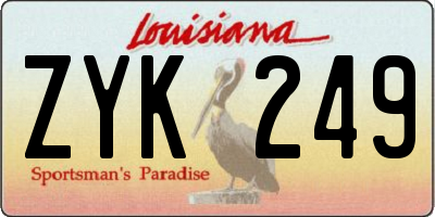 LA license plate ZYK249