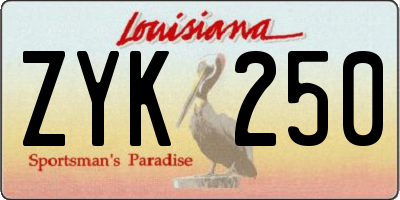 LA license plate ZYK250