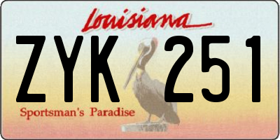 LA license plate ZYK251