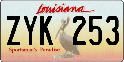 LA license plate ZYK253
