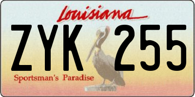 LA license plate ZYK255