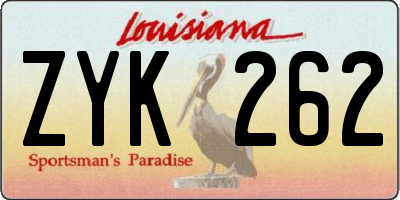 LA license plate ZYK262