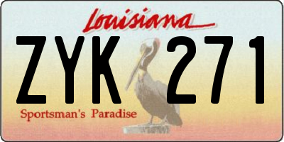 LA license plate ZYK271