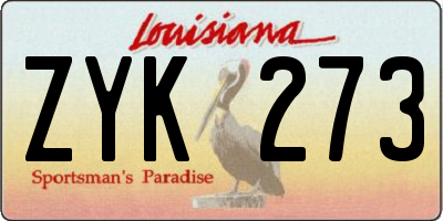 LA license plate ZYK273
