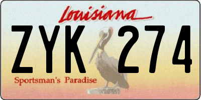 LA license plate ZYK274