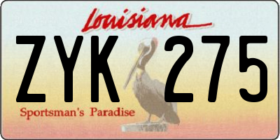 LA license plate ZYK275
