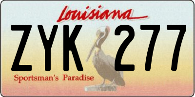 LA license plate ZYK277