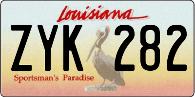 LA license plate ZYK282