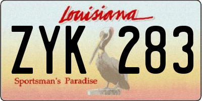 LA license plate ZYK283