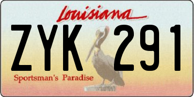 LA license plate ZYK291