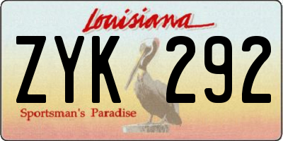 LA license plate ZYK292